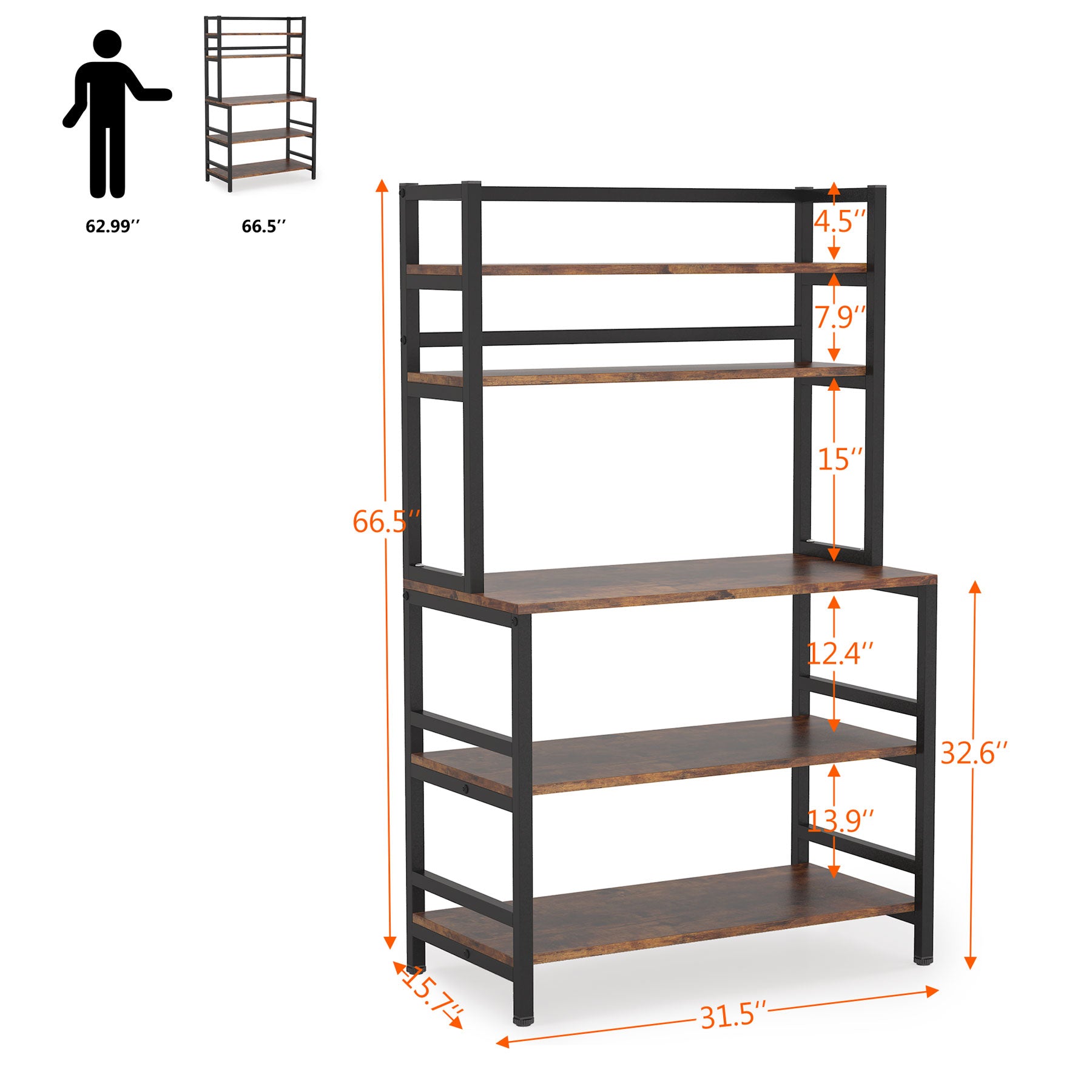 Bakers Rack with Hutch, Microwave Oven Stand